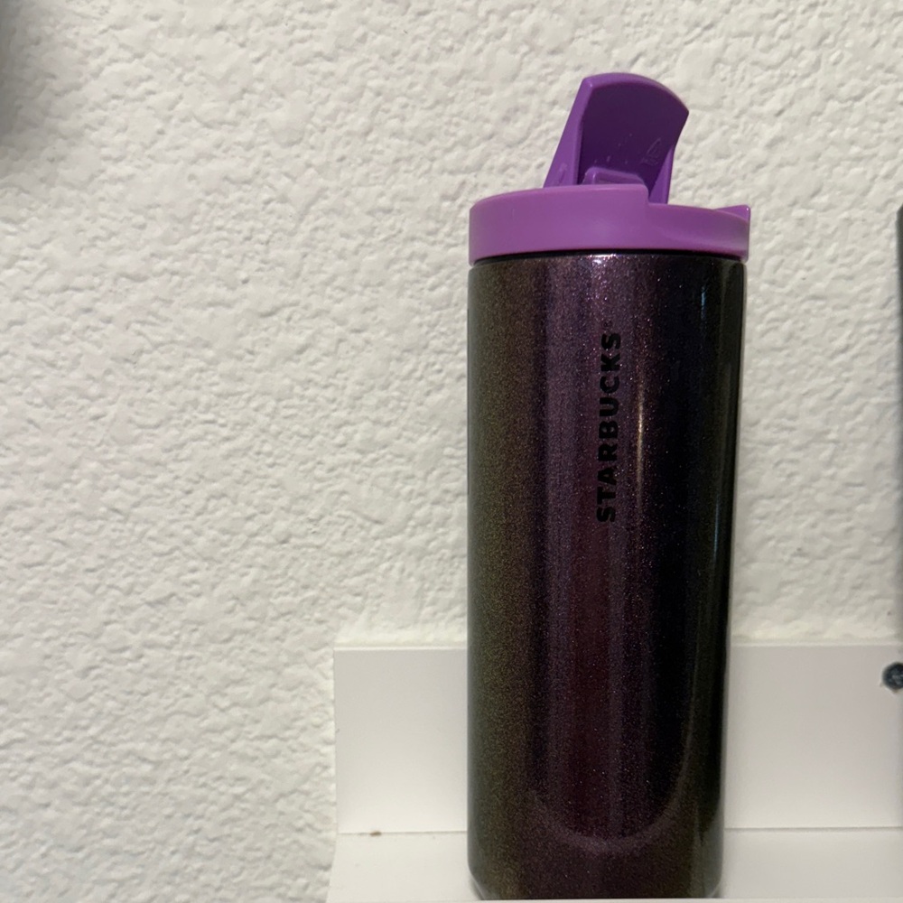 Starbucks Glittery Purple Tumbler with Lid 12 Oz